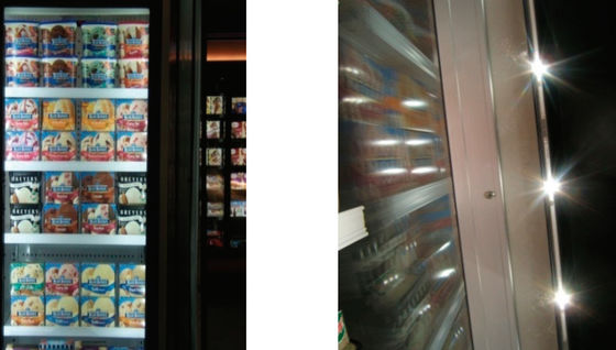 Van LEIDENE Gekoelde de Vitrinesverticaal Verlichtingsprestaties Supermarkt