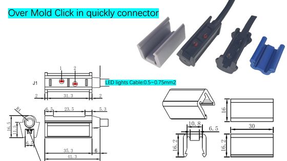 5A-20A Click-In Overmold Connector Automotive Wiring Harness met geoptimaliseerde kabelondersteuning en single marker clearance lichten