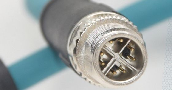 100 / 200mm lengte M12-kabelsamenstelling met X-codering ronde connector