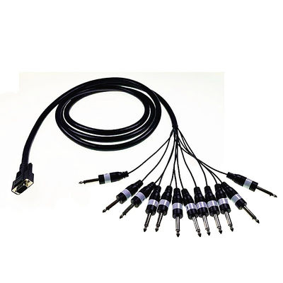 Premium HD-SUB 15pin Male Connector to 12 Mono 1/4" Male Plugs Audio Cable Harness